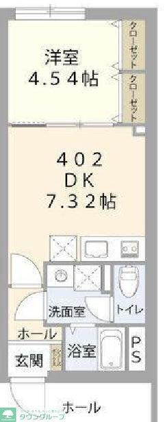 RESPECT RESIDENCE南台(1DK/4階)の間取り写真