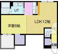ルフェリシアス泉町(1LDK/2階)の間取り写真