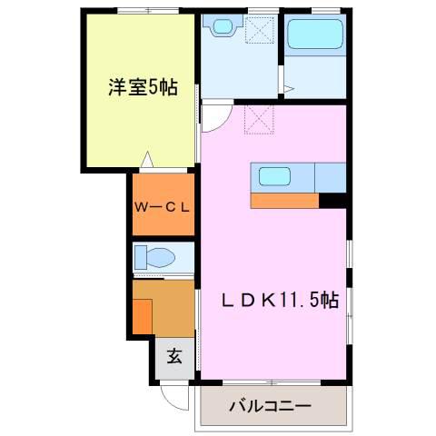 クオーレ(1LDK/1階)の間取り写真