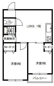 ベルメゾン新和(2DK/3階)の間取り写真