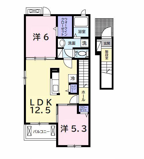 カリフロール コハル C(2LDK/2階)の間取り写真