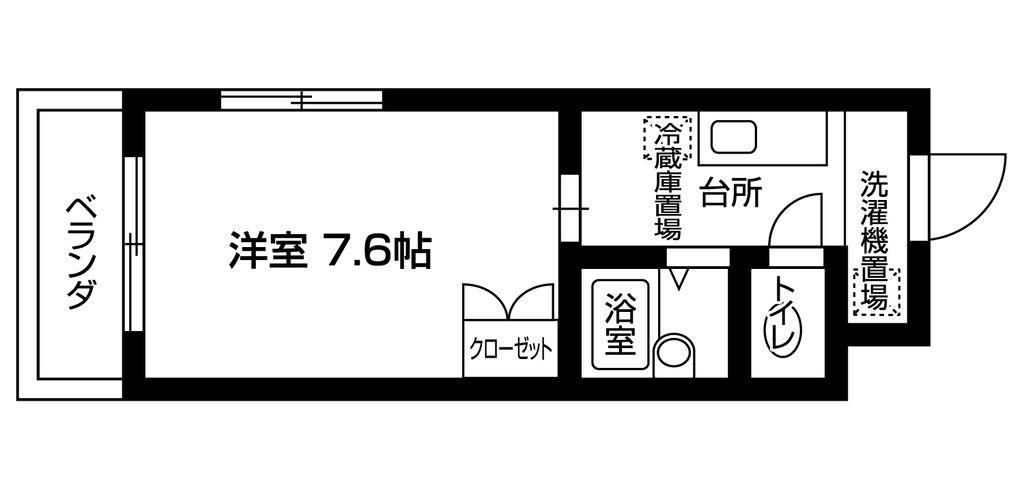 メトロステージS千早(1K/2階)の間取り写真