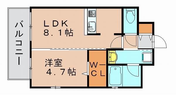 エンクレスト天神STAGE(1LDK/7階)の間取り写真