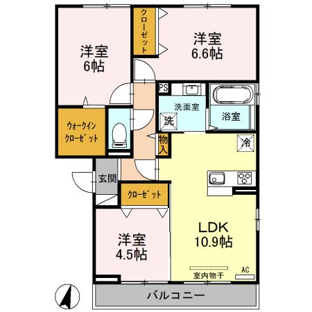 ロイヤルガーデンコート新和 B(3LDK/2階)の間取り写真