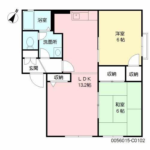 ディアス藤下 C(2LDK/1階)の間取り写真