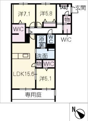 エスクレール(3LDK/1階)の間取り写真
