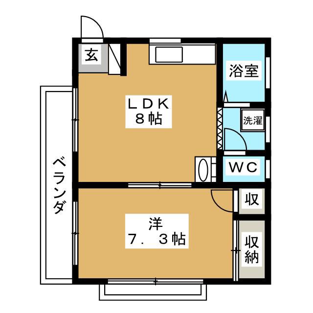 パールハイツママ(1LDK/1階)の間取り写真