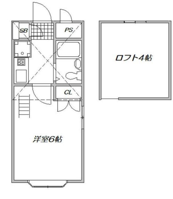 ラフィーヌ南行徳(1K/2階)の間取り写真