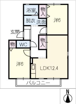 フレマリール粟野(2LDK/1階)の間取り写真
