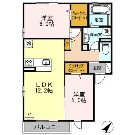 アオーラヌエボ1(2LDK/1階)の間取り写真