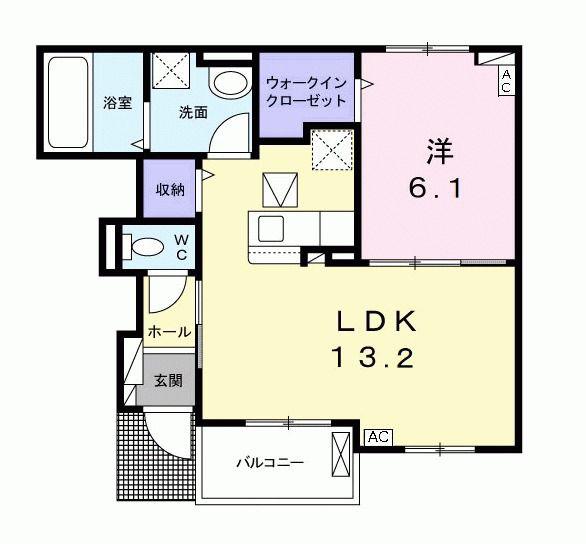 サンフラワー杭瀬(1LDK/1階)の間取り写真