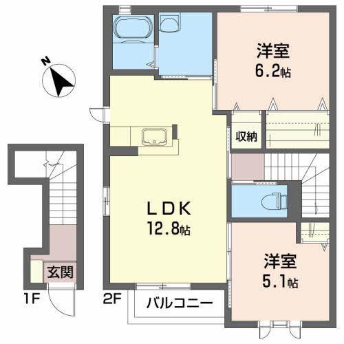 ネーブル・プラネットA(2LDK/2階)の間取り写真