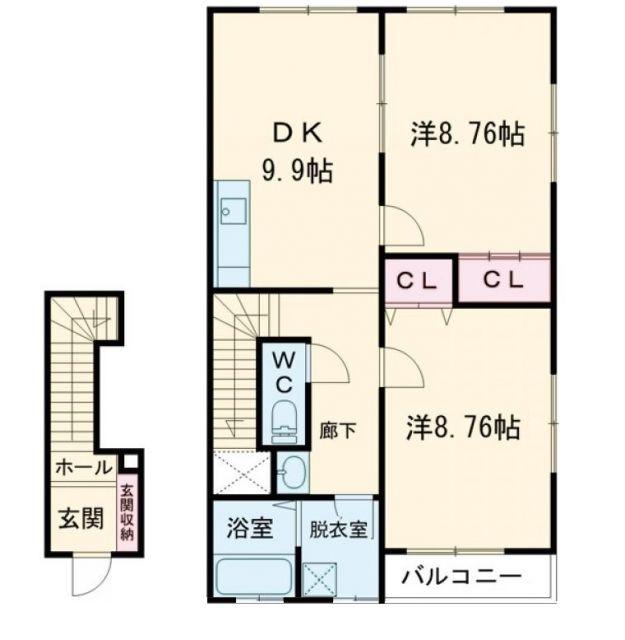 すまいる33(2DK/2階)の間取り写真