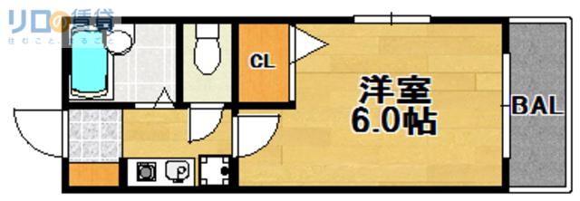 ハイムグレース(1K/4階)の間取り写真