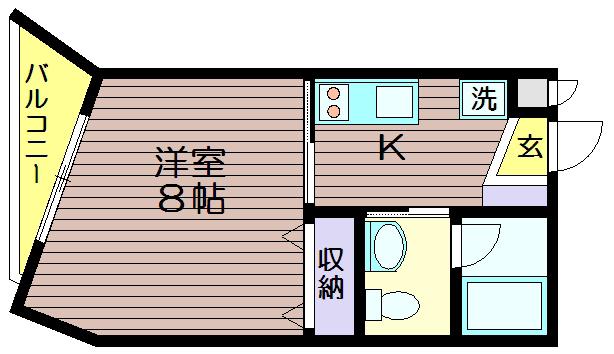 グラティア南烏山 ウエスト(1K/1階)の間取り写真