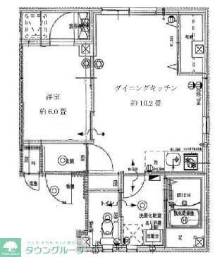 LAND BLUE(1LDK/2階)の間取り写真