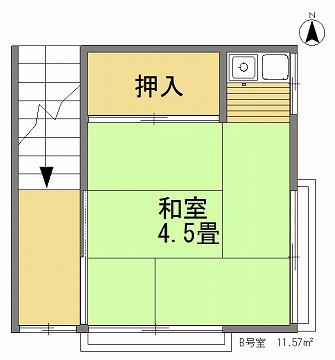 千坂荘(ワンルーム/2階)の間取り写真