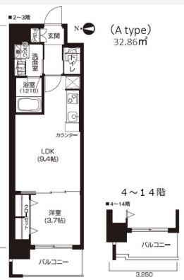 アーバネックス北久宝寺(1LDK/4階)の間取り写真