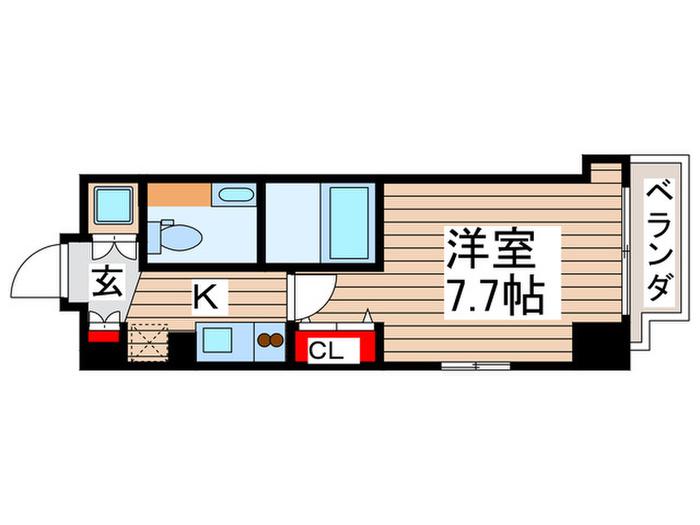 パークアクシス台東根岸 2階8階(1K/2階)の間取り写真