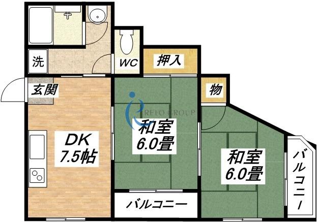 ハイツコーセー5番館(2DK/3階)の間取り写真