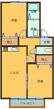 プランドール三津屋 201号(2LDK/2階)の間取り写真