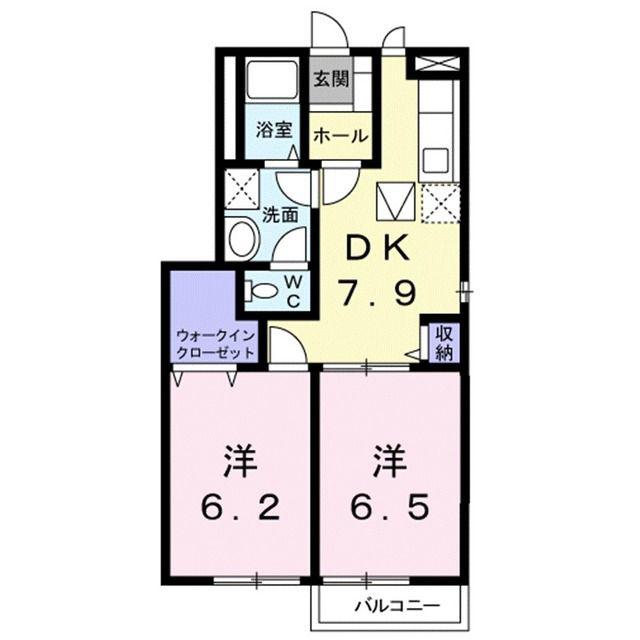 マジェスティックス(2DK/1階)の間取り写真