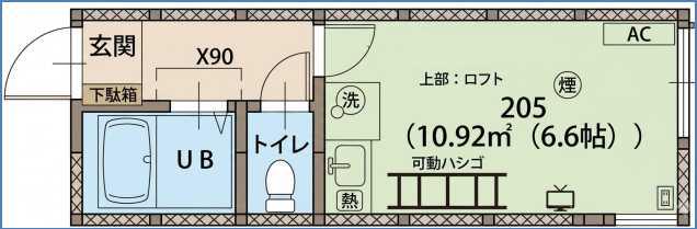 ピアチェーレ(ワンルーム/2階)の間取り写真