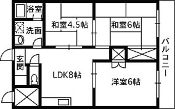 横川ラックビル(3DK/3階)の間取り写真