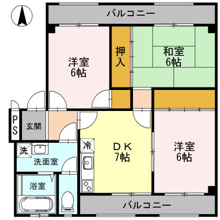 アイリスMT(3DK/2階)の間取り写真