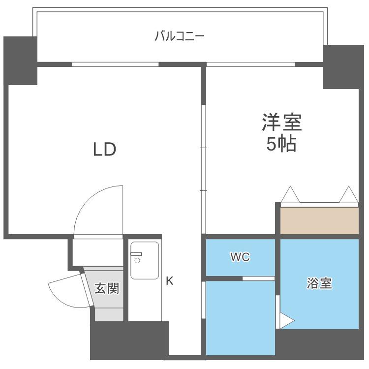 アストリア大通(1LDK/6階)の間取り写真