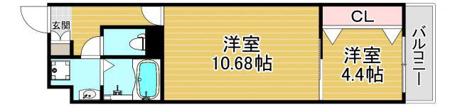 ラ・フェリシア西九条(1LDK/1階)の間取り写真