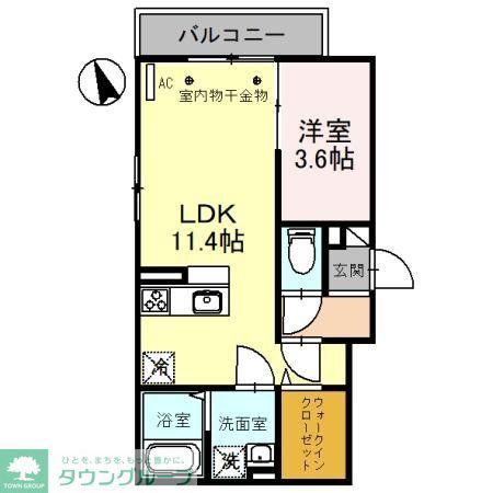 BRILLER 東大宮(1LDK/3階)の間取り写真