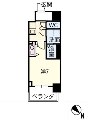 S-RESIDENCE名駅ノース(1K/2階)の間取り写真