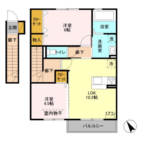 アンテ クラージュ(2LDK/2階)の間取り写真