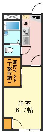 レオパレスTSUBASA(1K/1階)の間取り写真