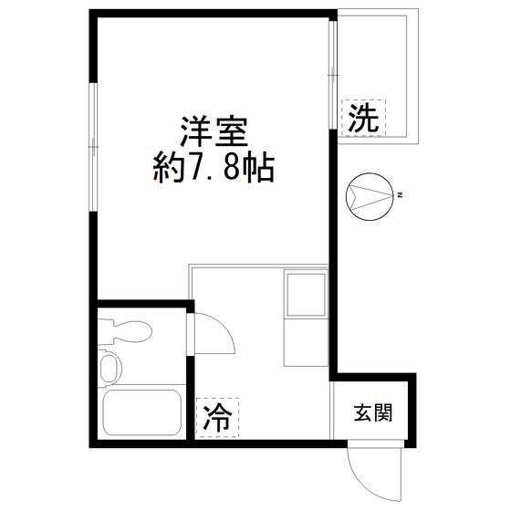 レジデンスたちばな(ワンルーム/1階)の間取り写真