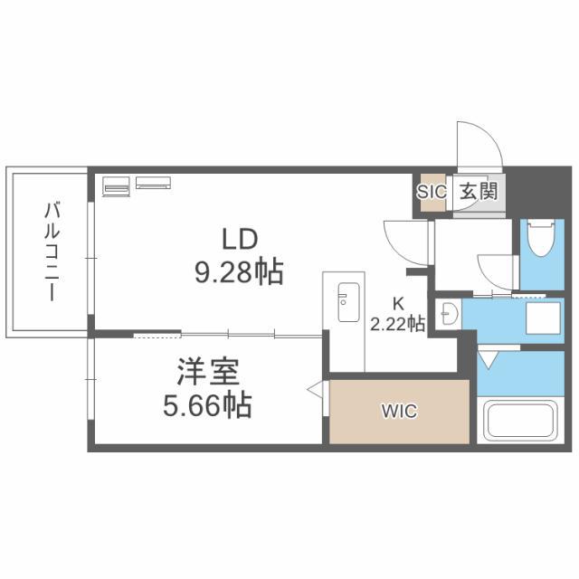 EFFECT北15条 エフェクト北15条(1LDK/5階)の間取り写真