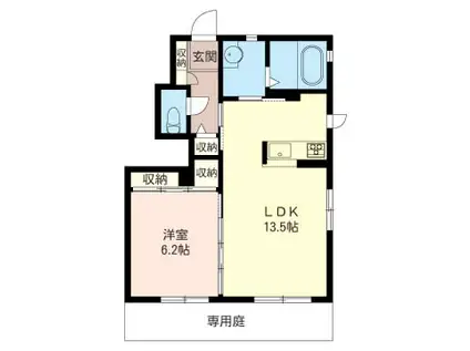 シャインステージH棟(1LDK/1階)の間取り写真