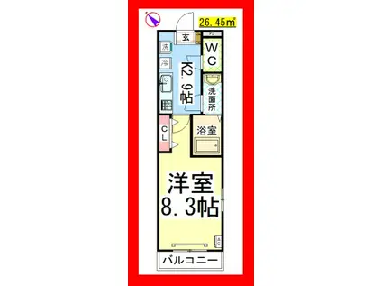 AF メゾン南林間2 (1K/2階)の間取り写真