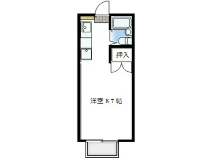 グリーンハイツ(ワンルーム/2階)の間取り写真
