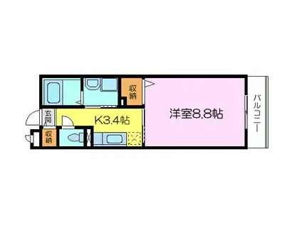 カザ・カンフォーラ(1K/3階)の間取り写真