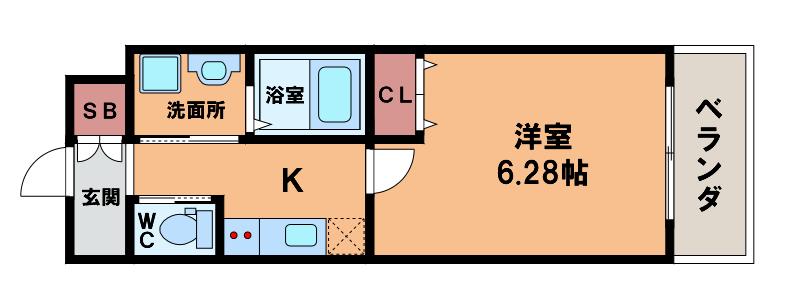 クローバーグランデ昭和町(1K/2階)の間取り写真