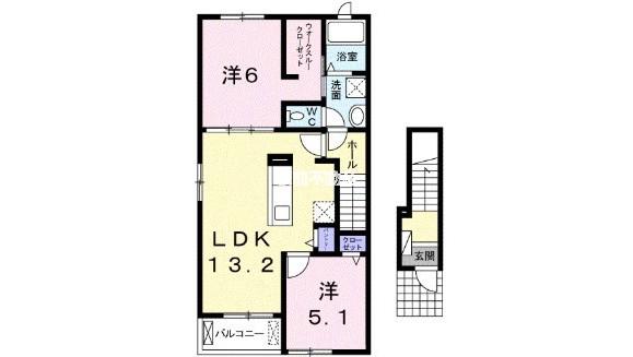 プラシード(2LDK/2階)の間取り写真