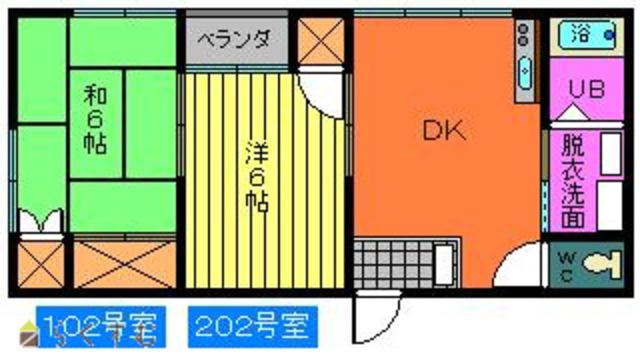 メゾン・サンレイク C棟(2DK/2階)の間取り写真