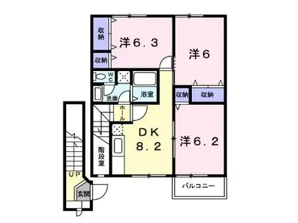 ファミール・ビラB(3DK/2階)の間取り写真