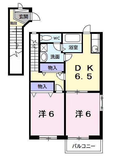 サンセールメゾン514(2DK/2階)の間取り写真