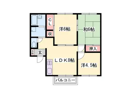 キャスティー・イダ(3LDK/2階)の間取り写真