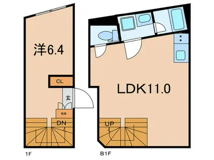 HJ PLACE 下北沢(1LDK/地下階)の間取り写真