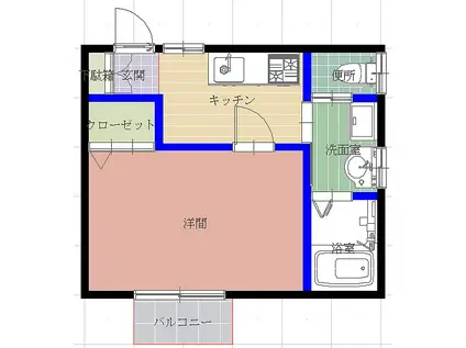 マリンドーム(1K/3階)の間取り写真