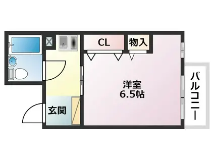 ラフェブランシュ岡本(ワンルーム/2階)の間取り写真